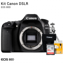 Canon 80D Corpo | Brindes: Bolsa, Cartão 32GB, Mini Tripé e Kit Limpeza