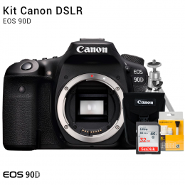 Canon 90D Corpo | Brindes: Bolsa, Cartão 32GB, Mini Tripé e Kit Limpeza