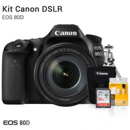 Canon 80D com Lente 18-135mm | Brindes: Bolsa, Cartão 32GB, Mini Tripé e Kit Limpeza